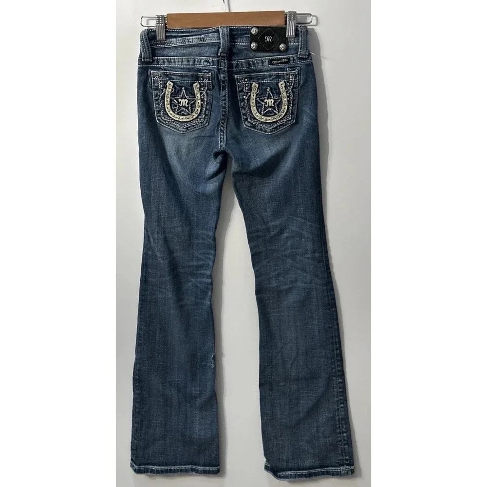 RARE Girls Miss Me Bootcut Horseshoe & Lasso Jeans Sz 14 Western Cowgirl